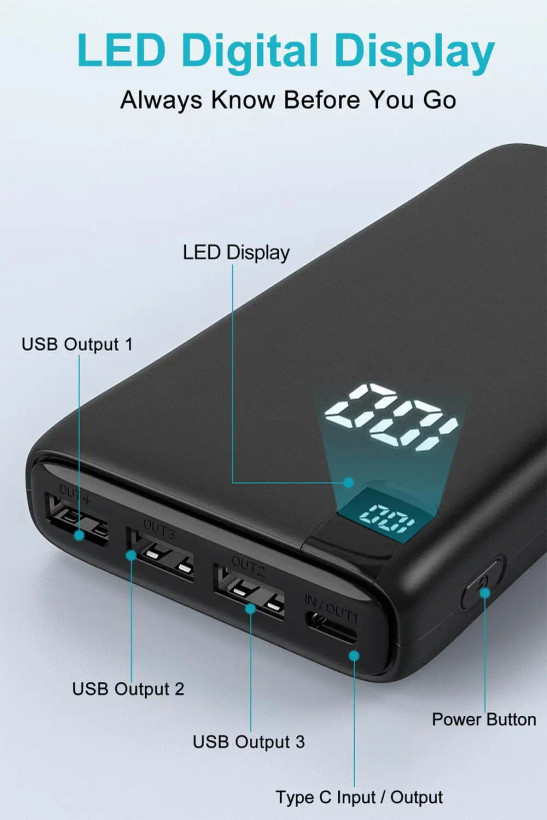 پاور بانک IXNINE 26800 MA فست شارژ / دارای نمایشگر درصد باتری